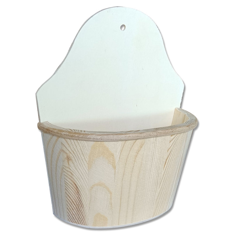 Houten bloempot voor aan de wand