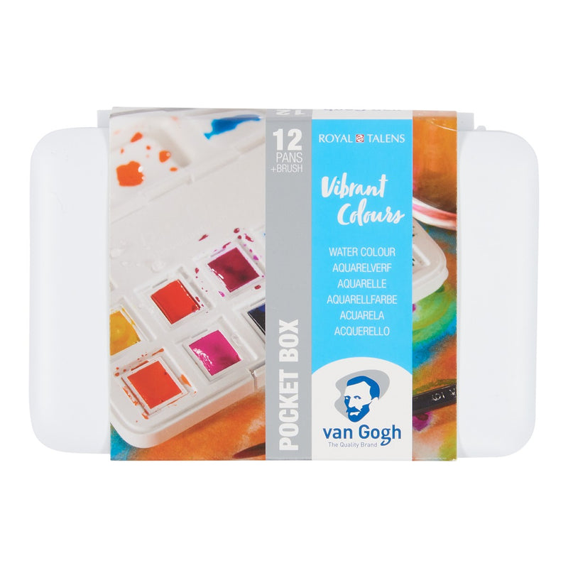 van Gogh aquarelverf pocket box - 12 halve napjes - felle tinten