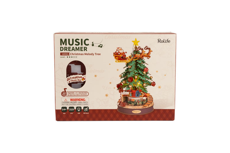 Robotime houten 3D puzzel - muziekdoos Christmas Melody Tree
