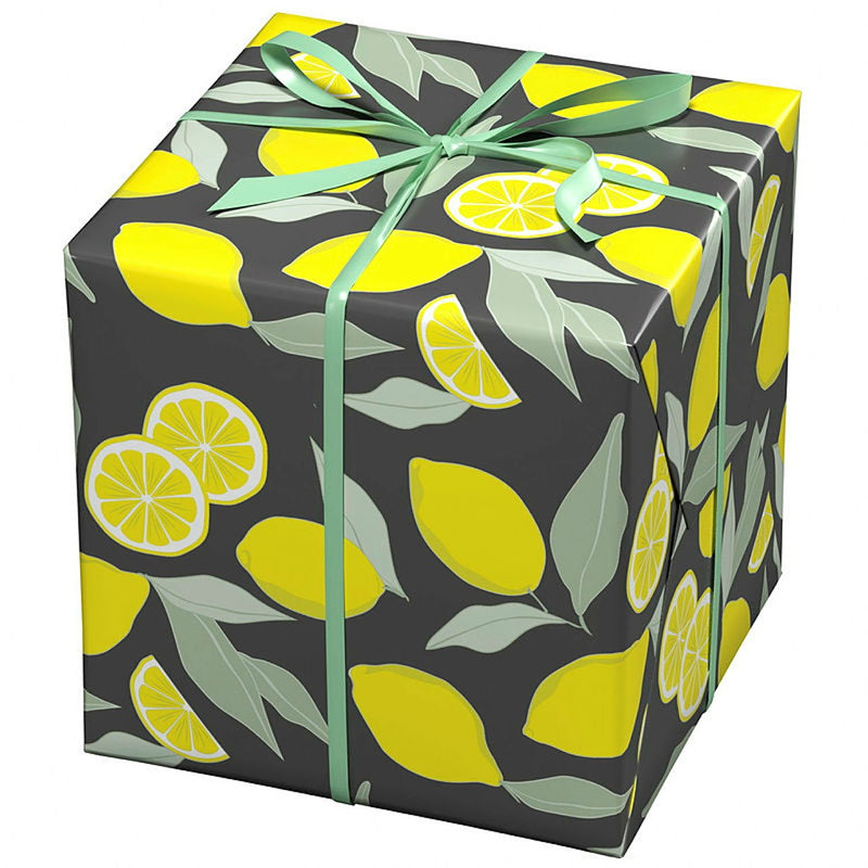 Cadeaupapier - 10 meter - zwart/citroenen