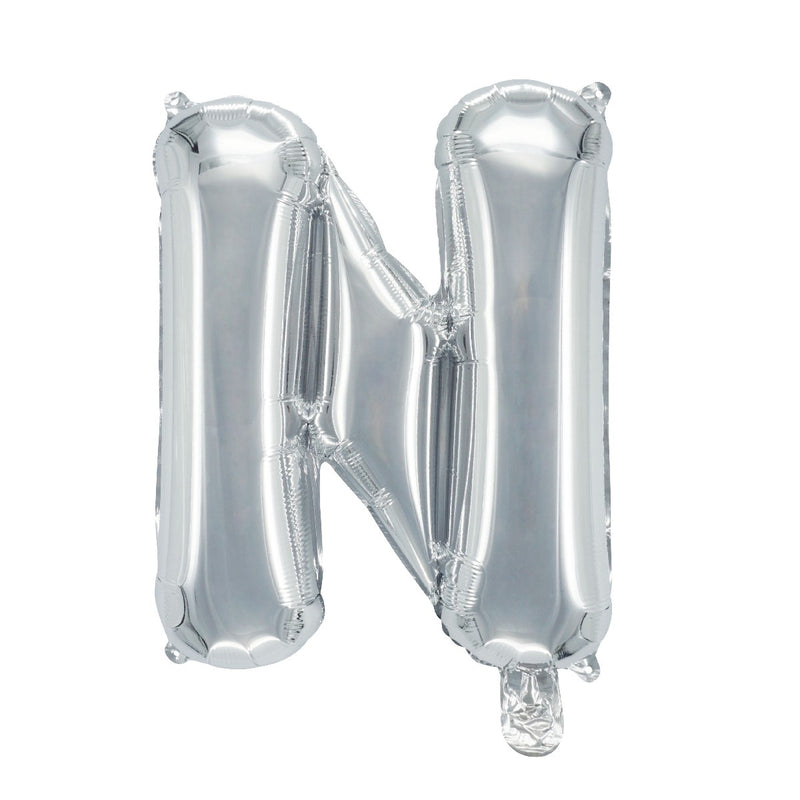 Letterballon zilverkleurig - 32 cm - N