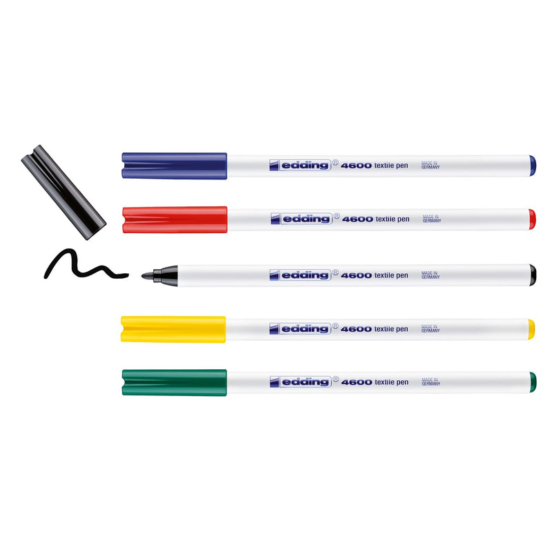 edding 4600 textile pen set - 5 stuks - basis