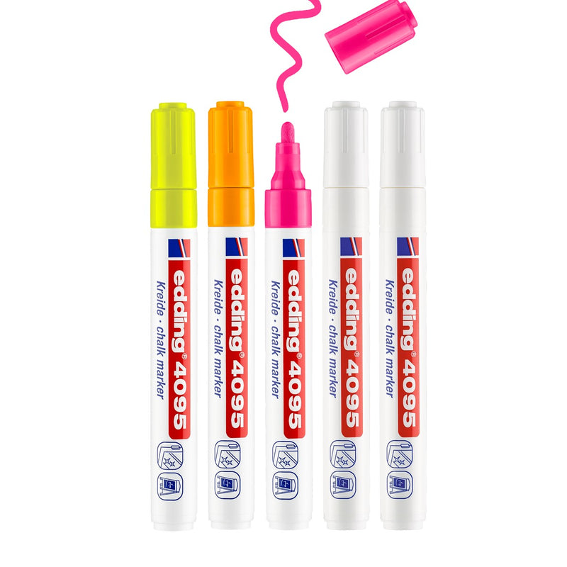 edding 4095 chalk marker set - 5 stuks - assorti
