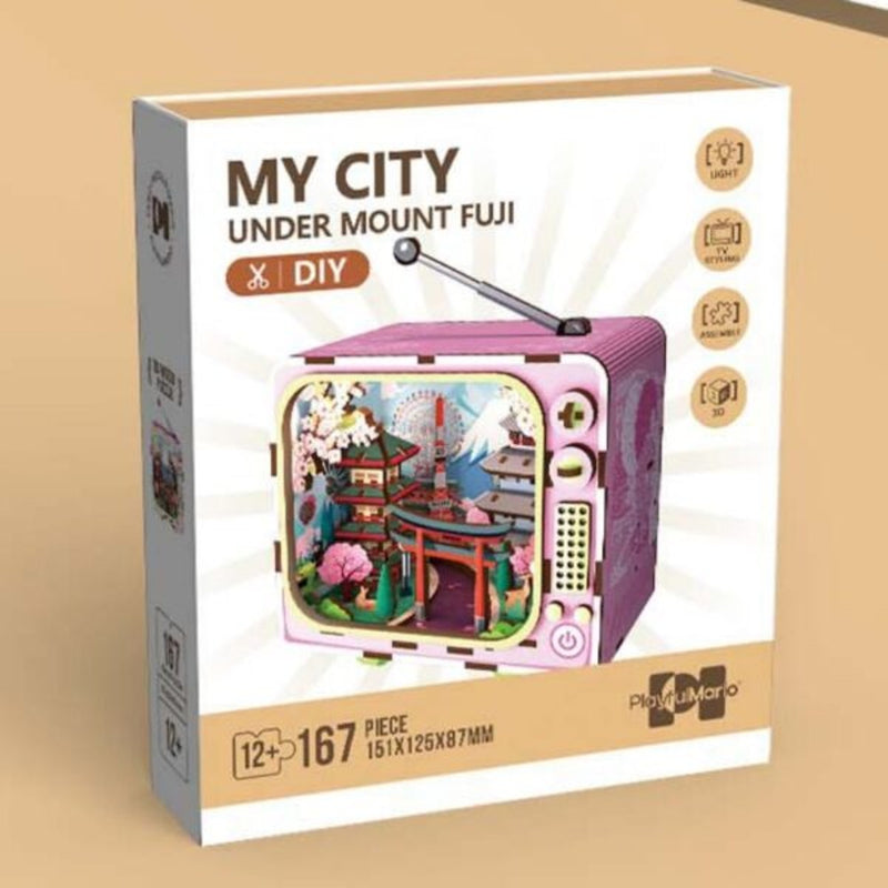 My City Urban Television - houten 3D puzzel - under mount Fuji