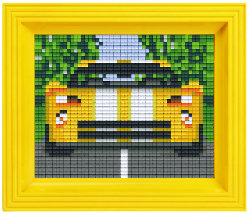 Pixelhobby set met lijst - gele raceauto