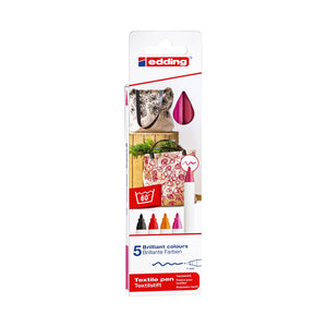 edding 4600 textile pen set - 5 stuks - warm