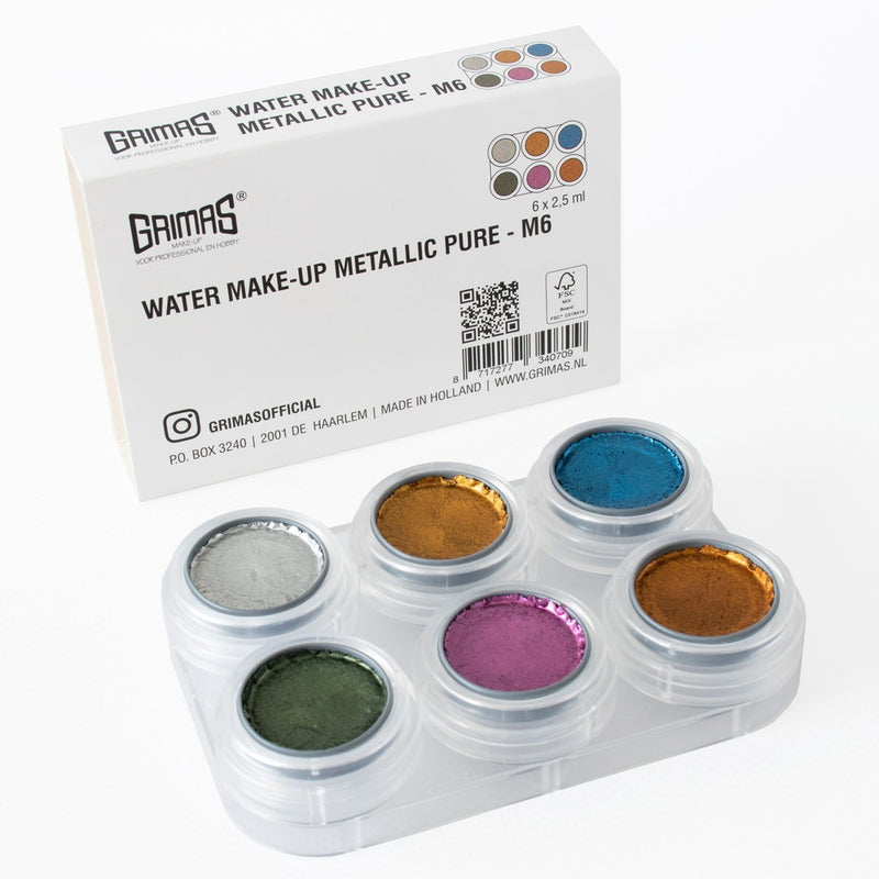 Grimas schmink - 6 kleuren - metallic
