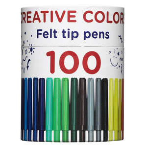 Box met 100 viltstiften - 25 kleuren