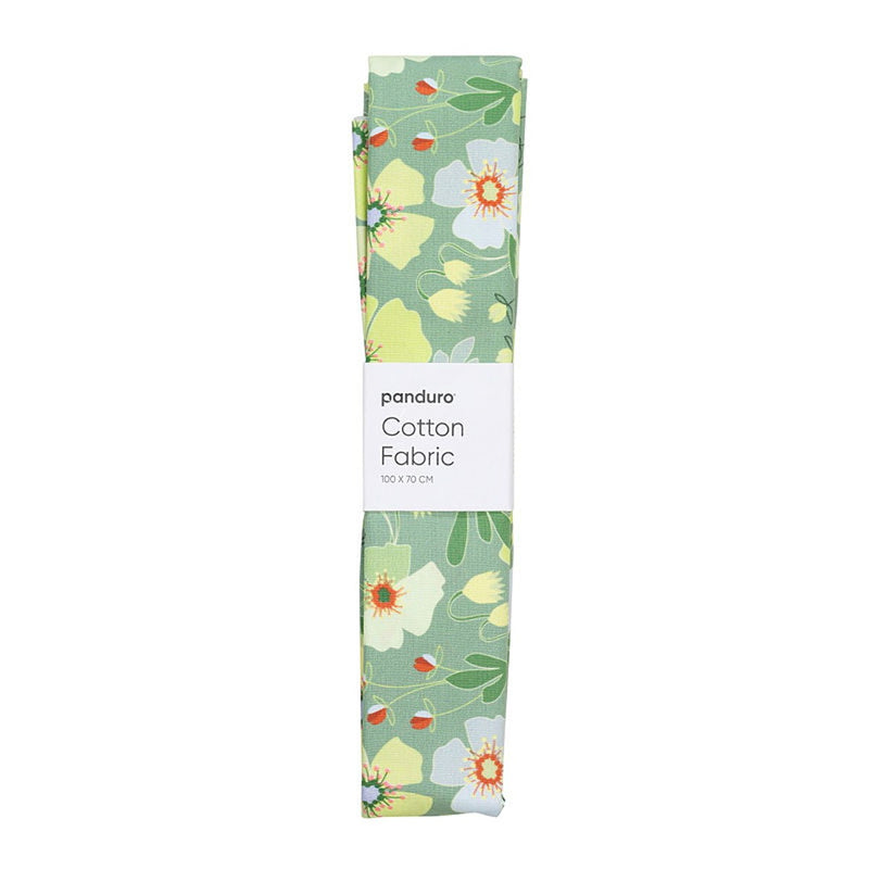 Stof katoen - 100 x 70 cm - flower green