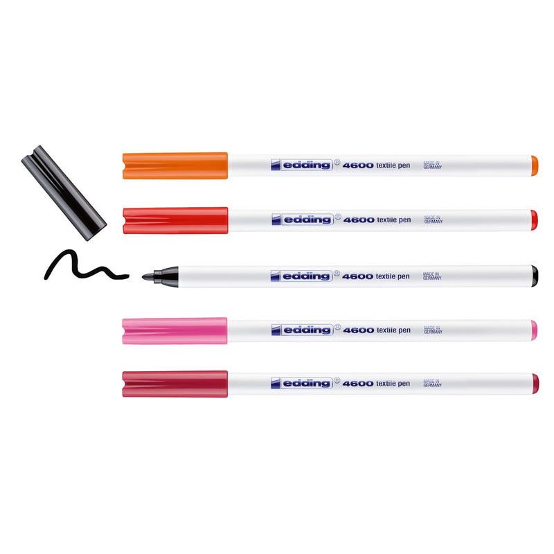 edding 4600 textile pen set - 5 stuks - warm