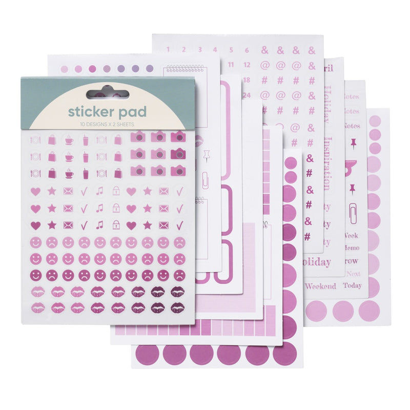 Sticker pad - 20 vellen - roze