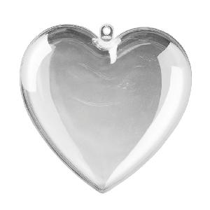 Plastic hart - 10 cm - transparant