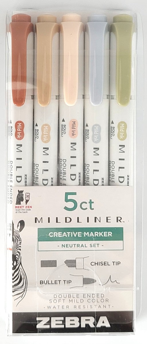 Zebra Mildliner - highlighters - 5 stuks - natuur