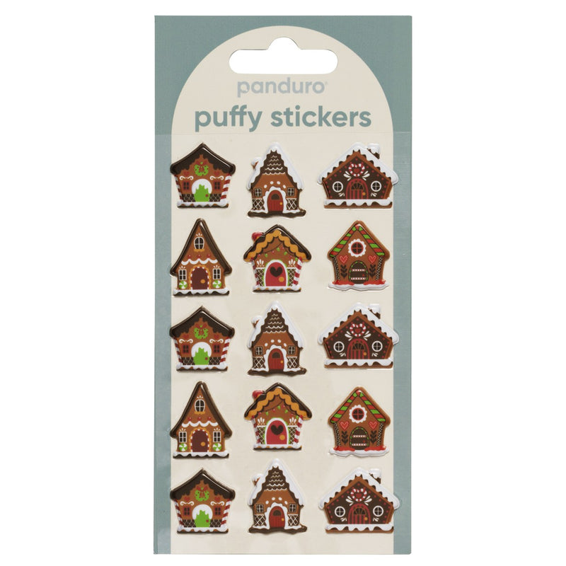 Puffy stickers - 15 stuks - gingerbread houses