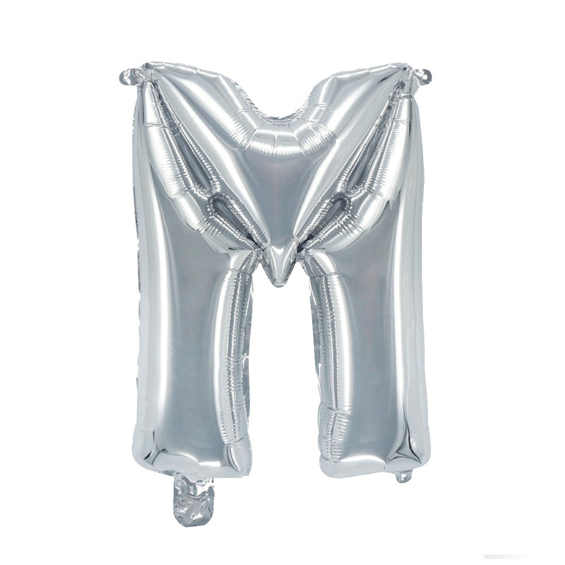 Letterballon zilverkleurig - 32 cm - M
