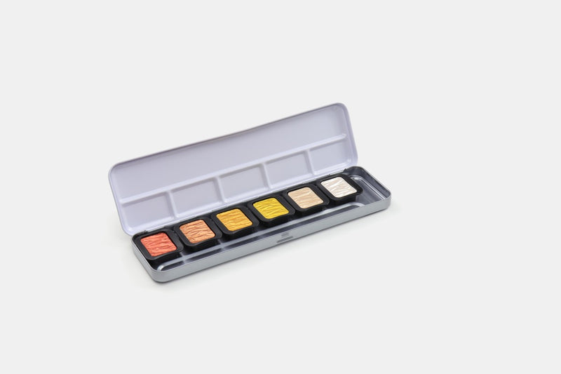 FineTec verftabletten metallic zwart blik met 6 kleuren