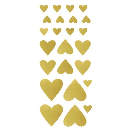 Stickers harten - 96 stuks - goudkleurig