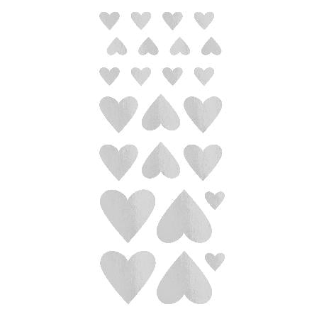 Stickers harten - 96 stuks - zilverkleurig