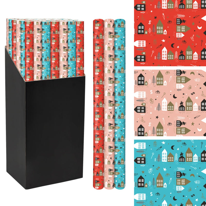 Cadeaupapier - Sinterklaas - 70x200 cm - huisjes