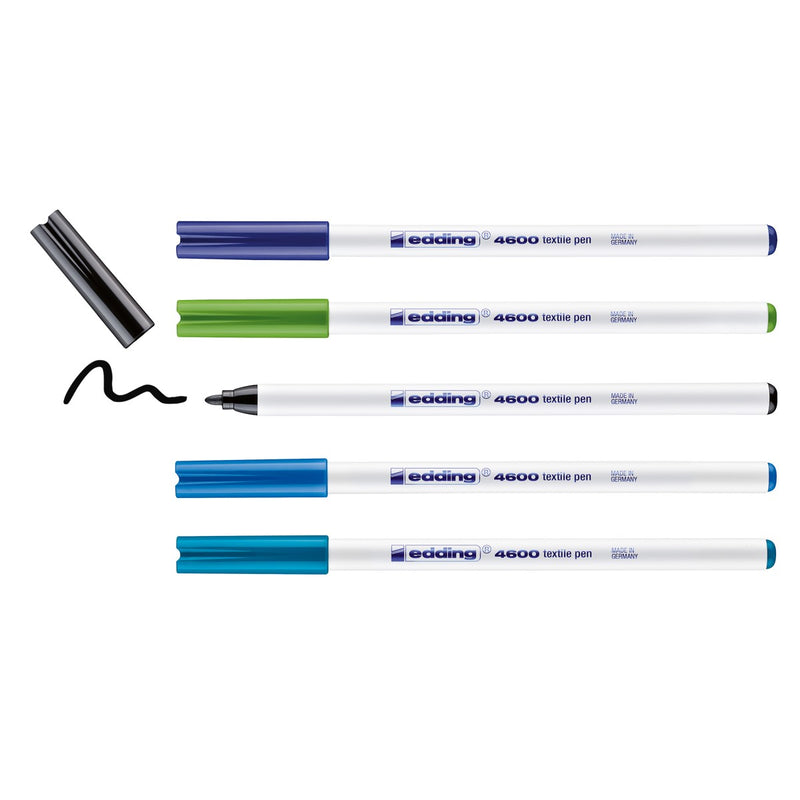 edding 4600 textile pen set - 5 stuks - cool