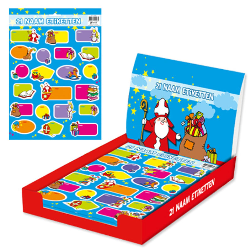 Cadeau etiketten - Sinterklaas vrolijke kleuren