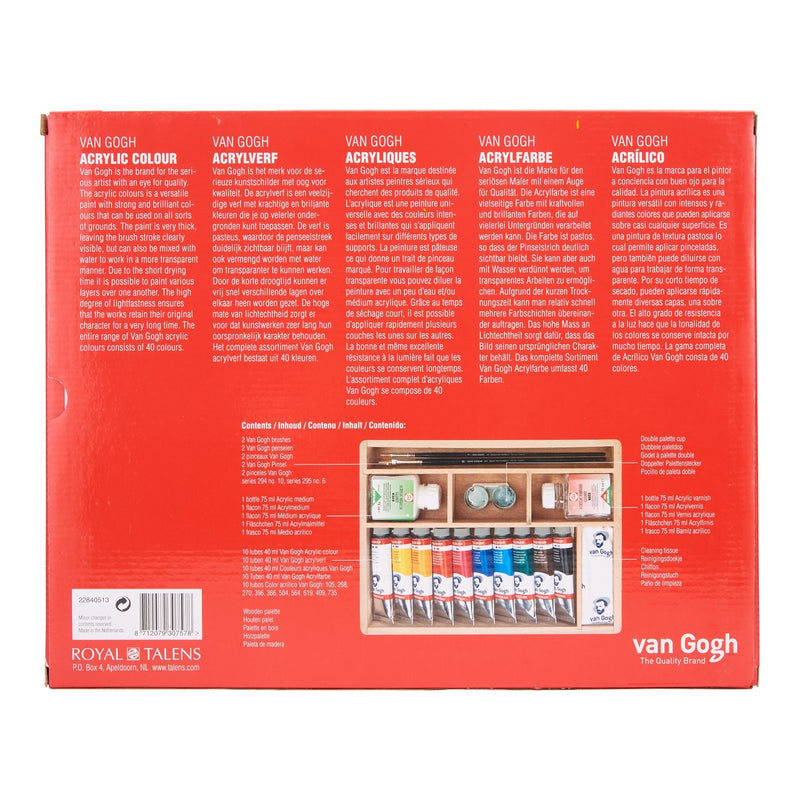 van Gogh acrylverf kist basic - 10x40 ml + accessoires