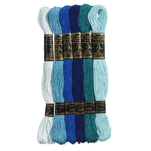 Borduurgaren - 6 stuks - blauw mix