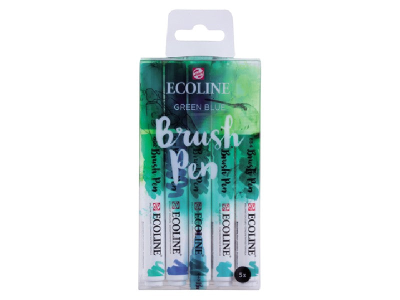 Ecoline Brush Pen set - 5 stuks - groenblauwe tinten