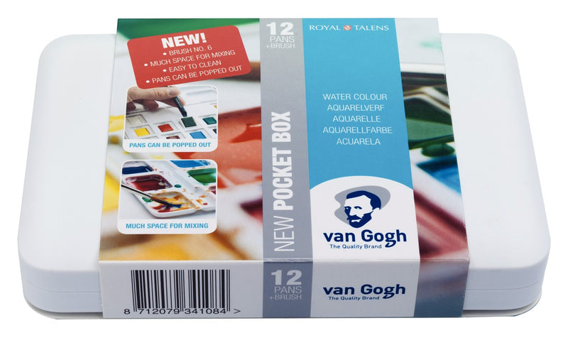 van Gogh aquarelverf pocket box - 12 halve napjes - basic