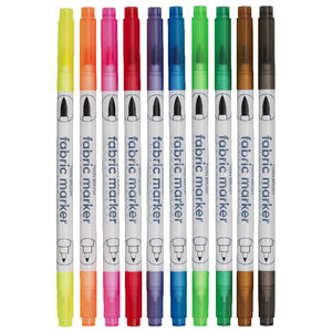Textielstiften set - twin brush - 10 stuks
