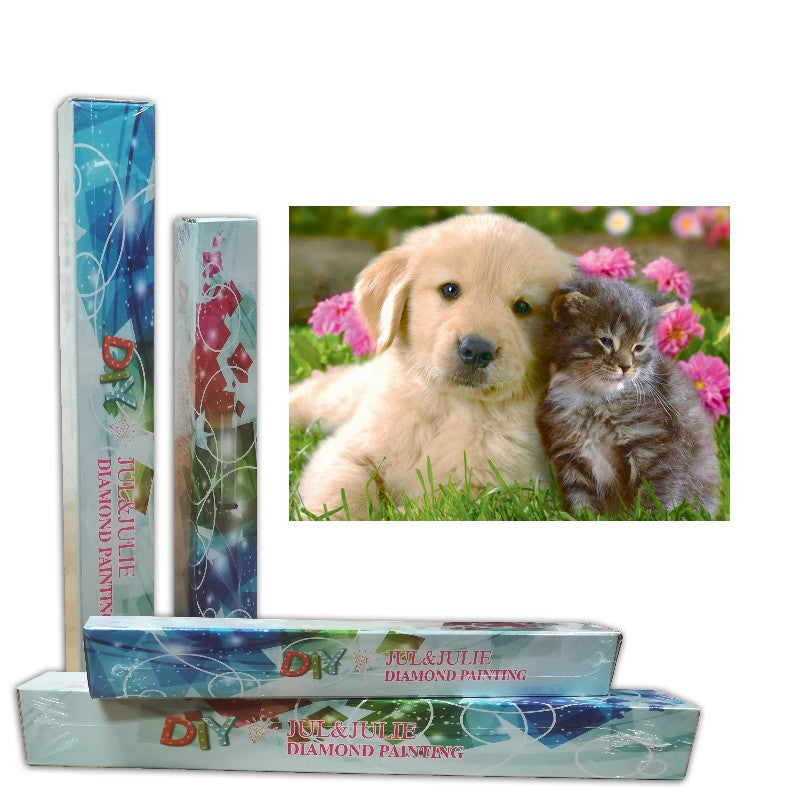 Jul & Julie Diamond Paint 40x50 cm- Pup en kitten