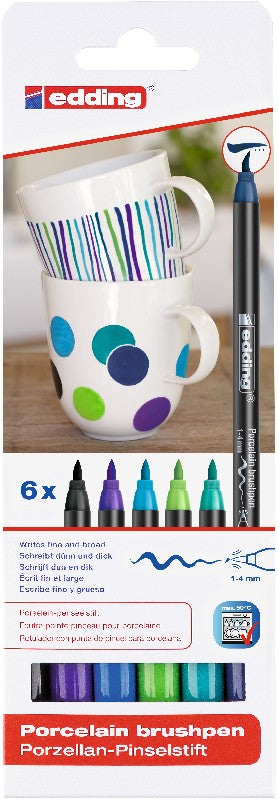 edding 4200 porcelain brushpen set - 6 stuks - koel