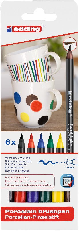 edding 4200 porcelain brushpen set - 6 stuks - basis