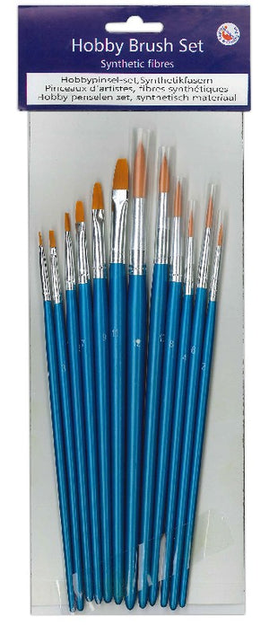 Artist penselen set - plat/rond - 12 stuks