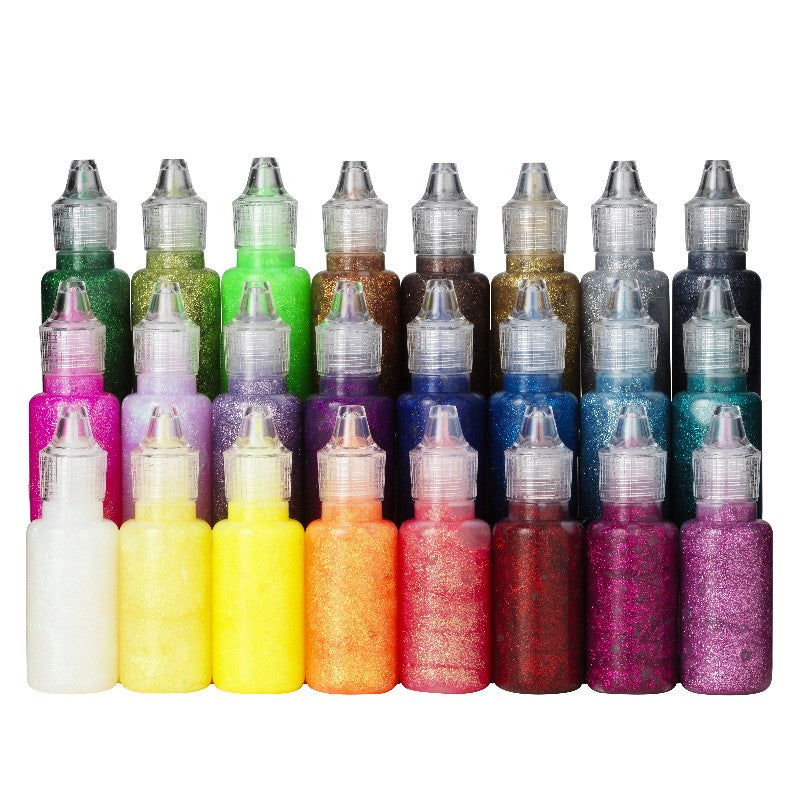 Glitterlijm 24x20 ml - kleurenmix