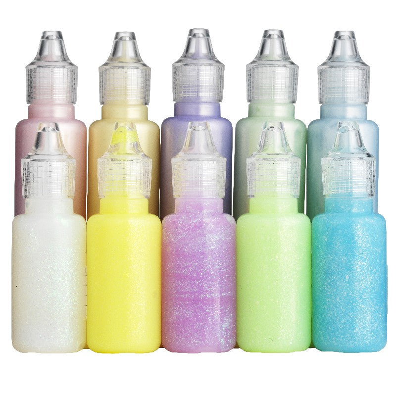 Glitterlijm 10x20 ml - pastel