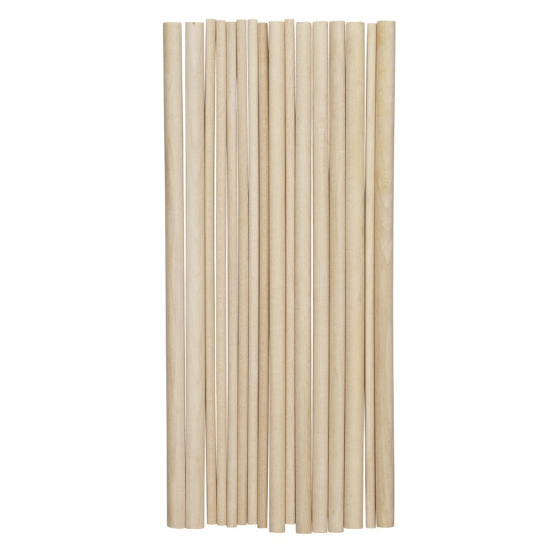 Houten stok - 5, 8 en 9,5 mm - 25 cm - 16 stuks