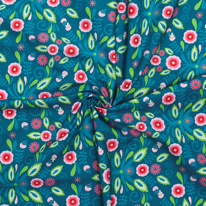 Stof katoen - 100x70 cm - kurbits blauw