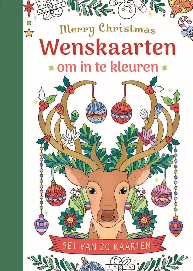 Wenskaarten om in te kleuren - Merry Christmas