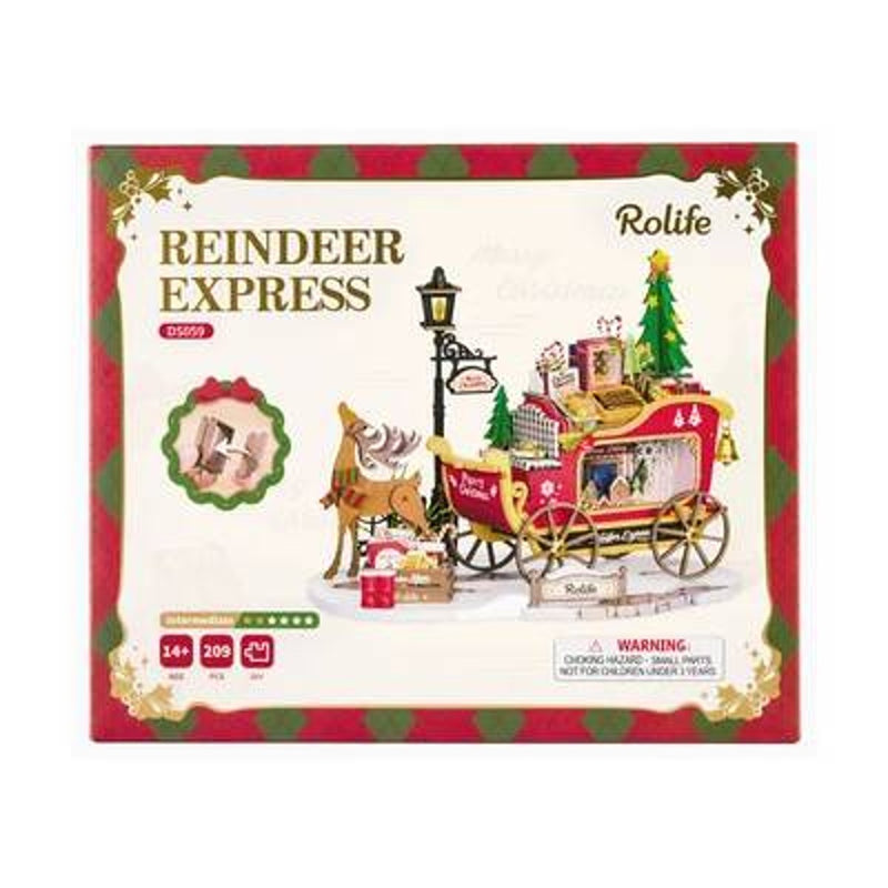 Robotime houten 3D puzzel - Reindeer Express