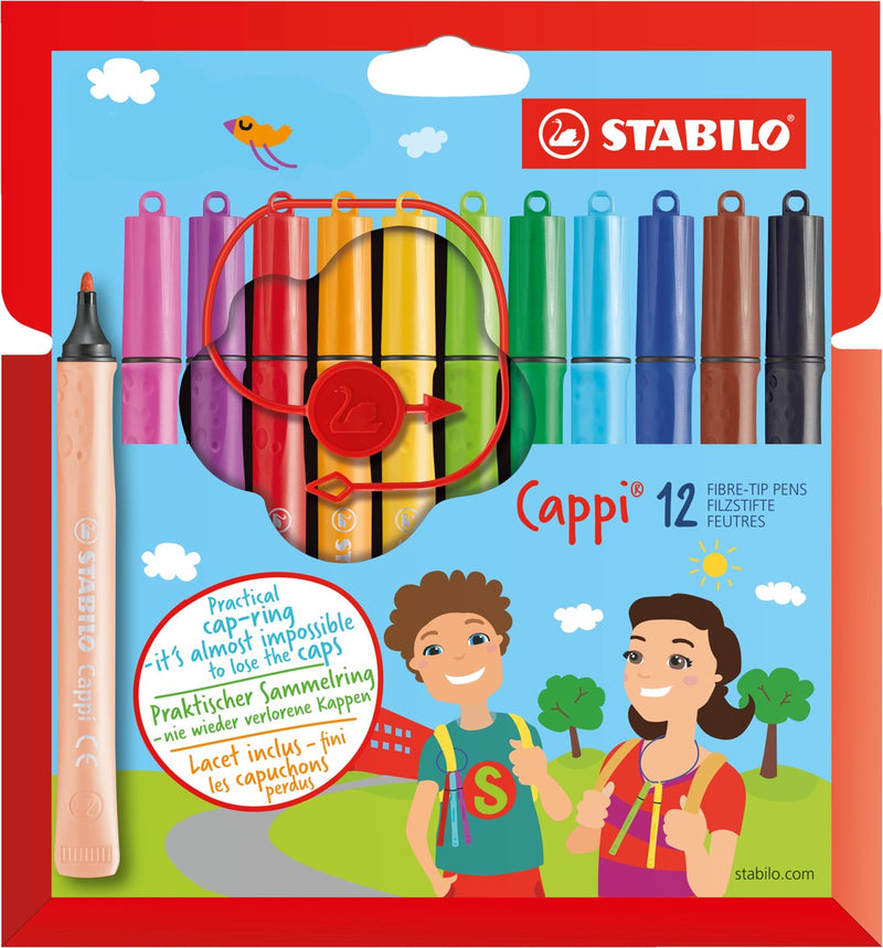 STABILO Cappi viltstiften - 12 stuks met dopring