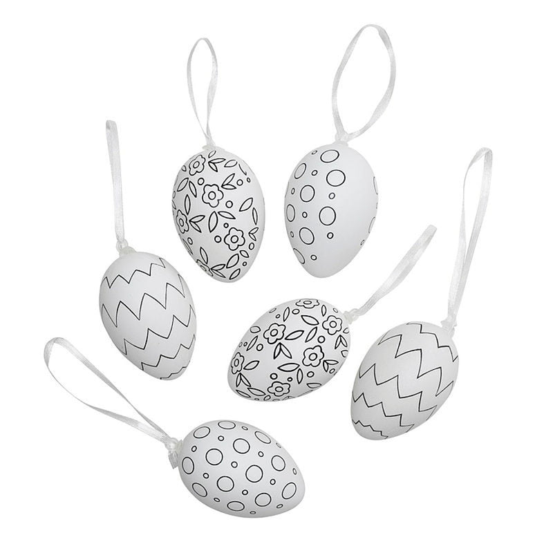 Paaseieren met patroon - 4,5x7 cm - 6 stuks