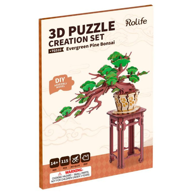 Robotime houten 3D puzzel - Evergreen Pine Bonsai