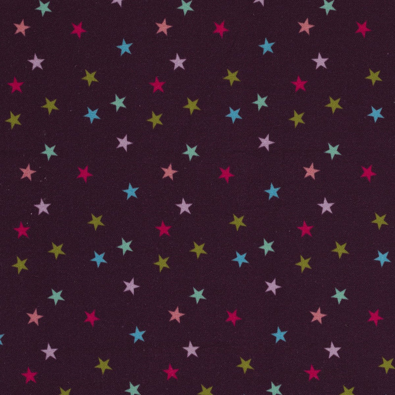 Stof katoen - 50x70 cm - sterren paars