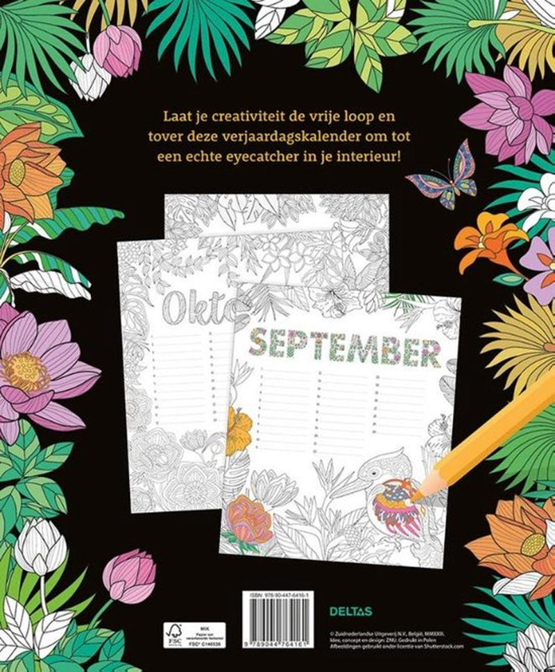Kleurboek - Happy birthday! Kleurkalender tropical