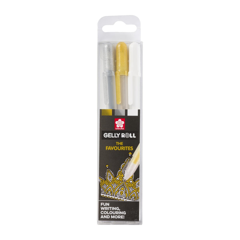 Sakura Gelly Roll set - 3 stuks - goud, zilver & wit