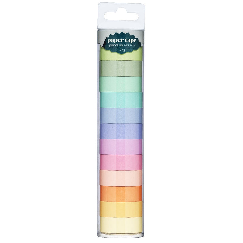 papertape set 15 mm x 5 meter - 12 stuks pastel
