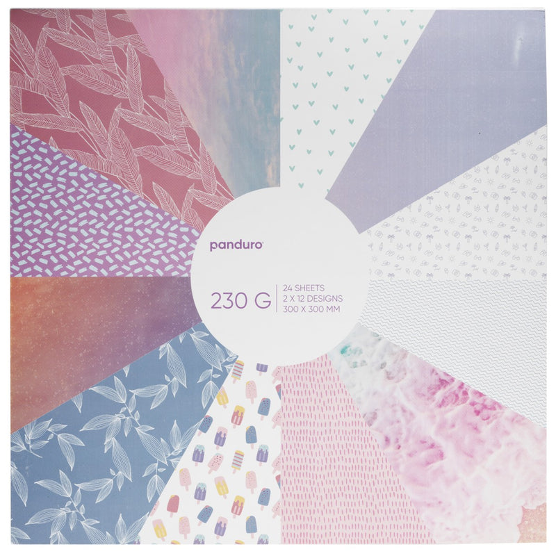 Decoratief karton - 30x30 cm - roze/blauw/paars