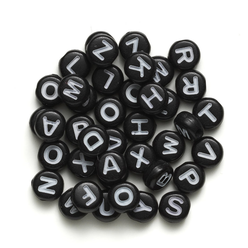 Kralenmix - letters - zwart