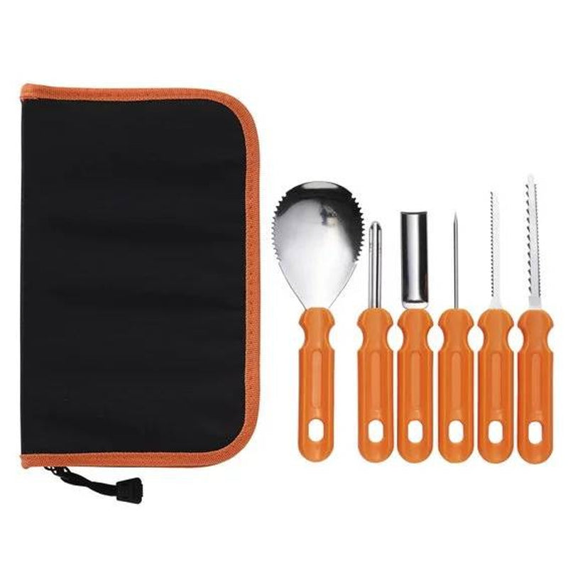 Pompoen snijgereedschap in etui - 6 stuks